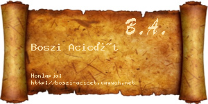 Boszi Acicét névjegykártya